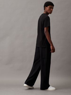 ck black relaxed milano jersey cargo pants for men calvin klein jeans