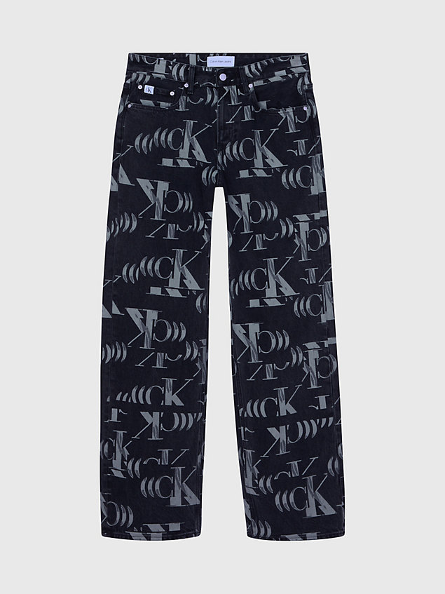 black 90's losse jeans met allover logo voor heren - calvin klein jeans
