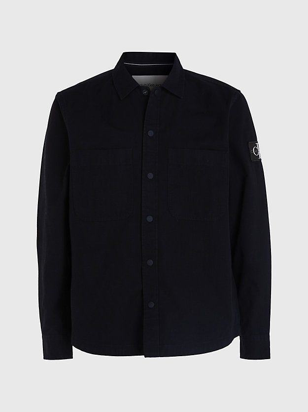 ck black relaxed cotton ripstop shirt for men calvin klein jeans