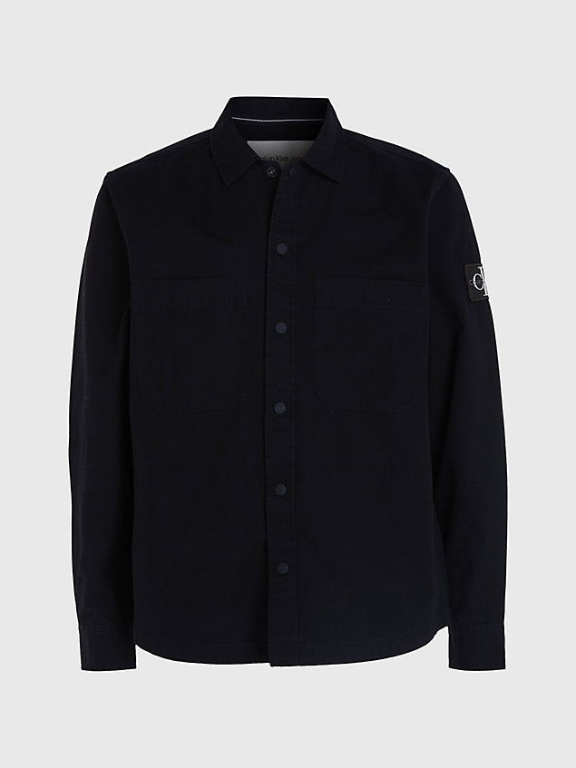 black relaxed katoenen ripstop overhemd voor heren - calvin klein jeans