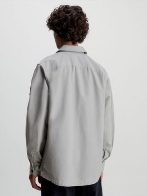 grey relaxed cotton ripstop shirt for men calvin klein jeans