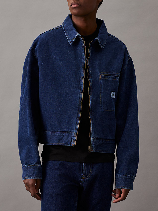 giacca con zip integrale di jeans taglio relaxed denim da uomini calvin klein jeans