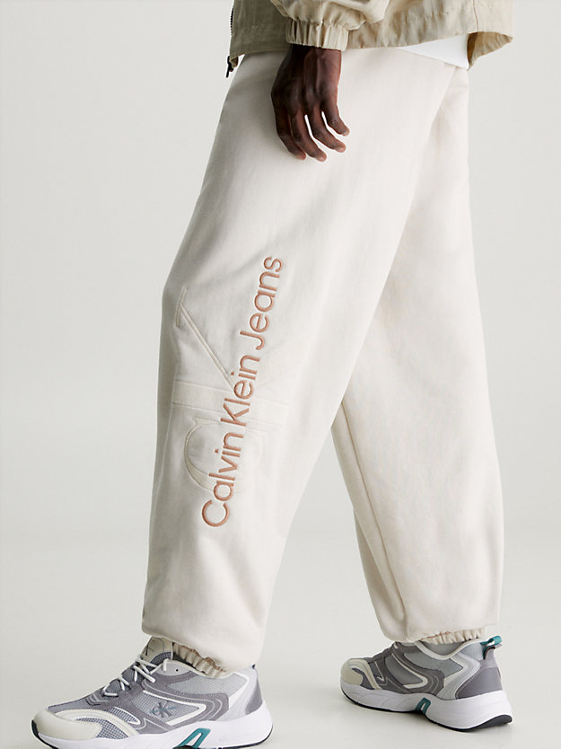 ivory oversized monogram joggers for men calvin klein jeans