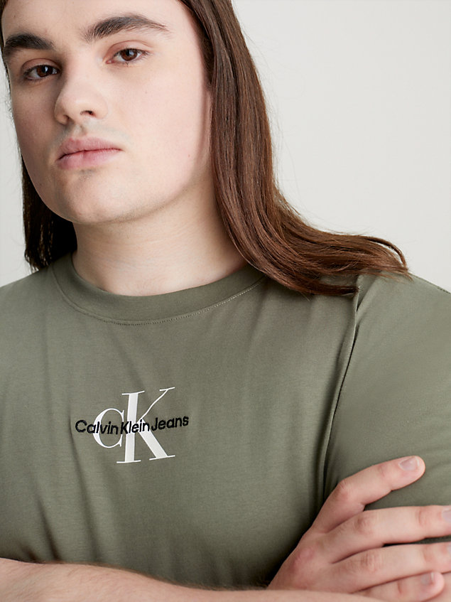 camiseta de talla grande con monograma green de hombre calvin klein jeans