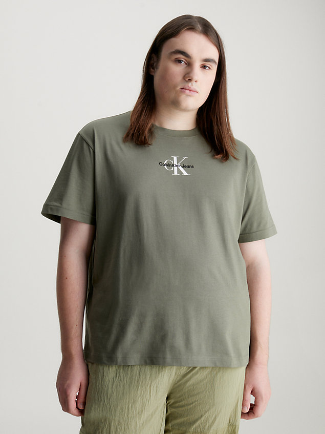 camiseta de talla grande con monograma green de hombre calvin klein jeans