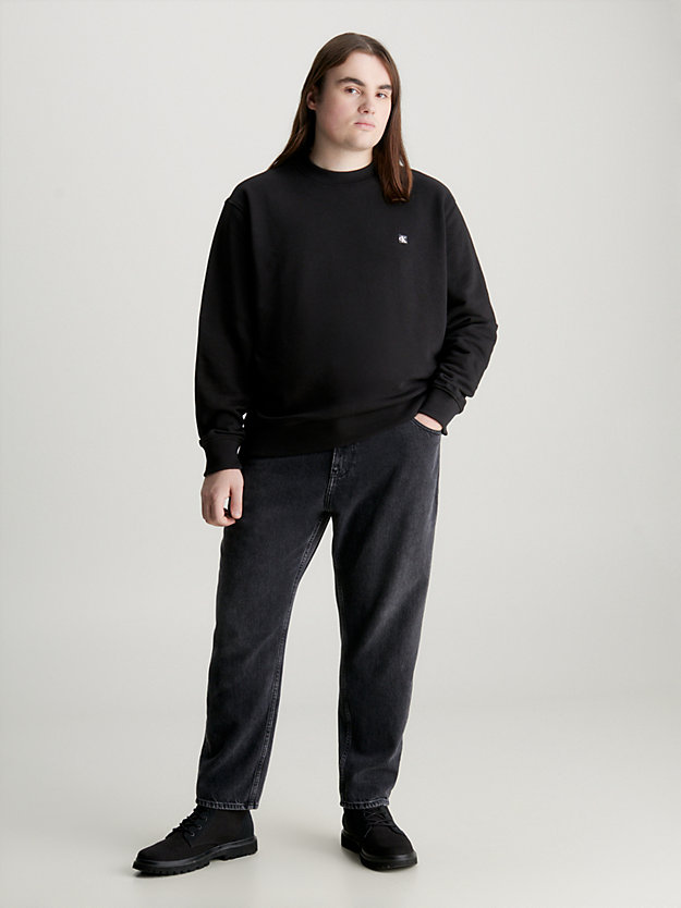 ck black plus size cotton terry sweatshirt for men calvin klein jeans