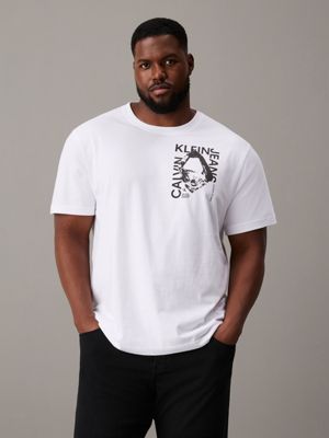 white plus size graphic logo t-shirt for men calvin klein jeans