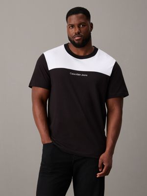 black plus size colour block t-shirt for men calvin klein jeans