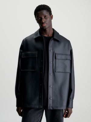 Calvin klein faux leather sleeve jacket online