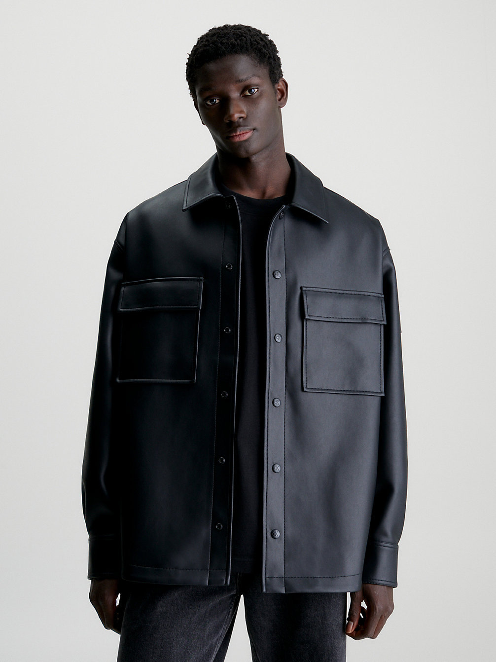 CK BLACK Faux Leather Shirt Jacket undefined men Calvin Klein