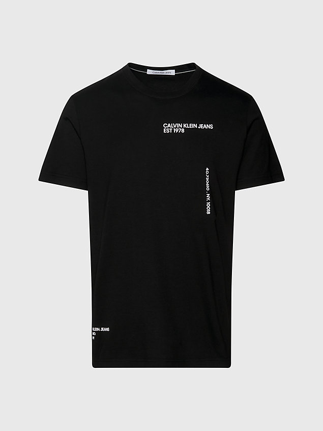 black t-shirt z wieloma logo dla mężczyźni - calvin klein jeans