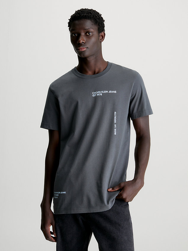 grey multi logo t-shirt for men calvin klein jeans