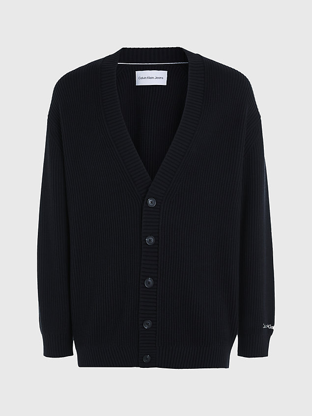 black relaxed cotton knit cardigan for men calvin klein jeans