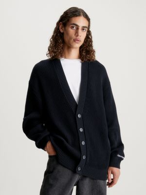 Mens black outlet cotton cardigan