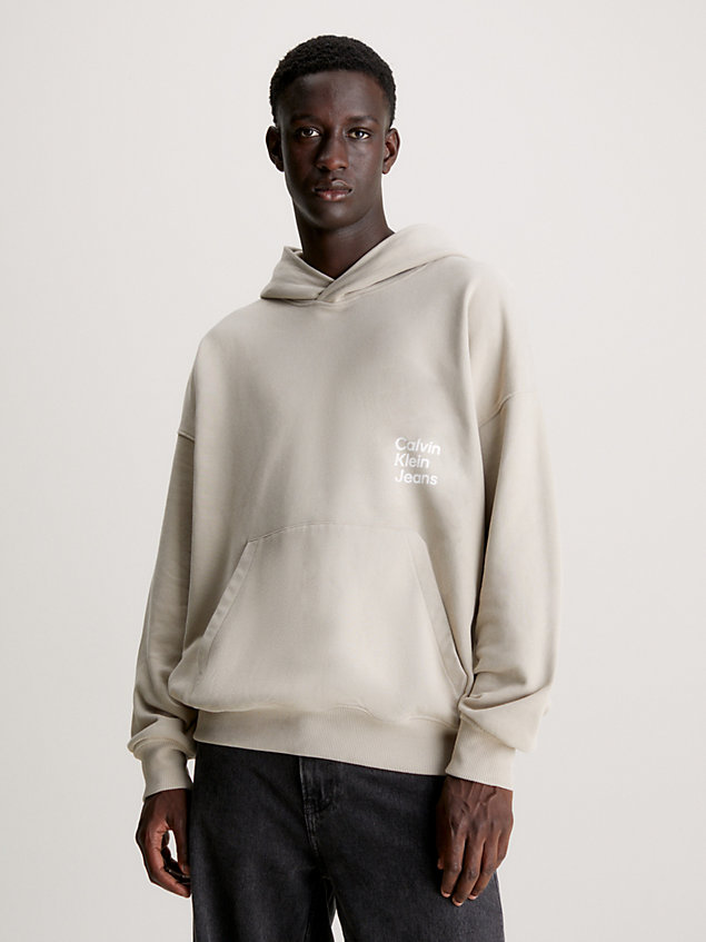 grey oversized back logo hoodie for men calvin klein jeans