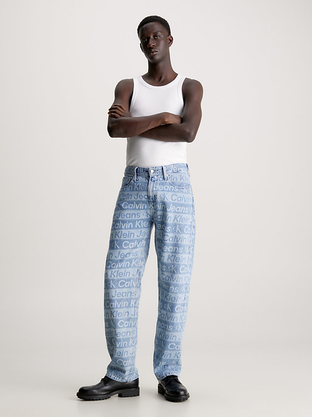 jean 90's straight entièrement imprimé de logos denim pour hommes calvin klein jeans