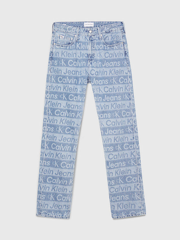 jeans 90s straight con logo all-over denim light da uomo calvin klein jeans