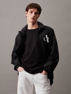 Calvin Klein Performance Pride Capsule Rainbow Logo Hooded Wind Runner  Jacket In Ck Black, Calvin Klein Windbreaker Mens