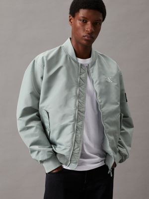 grey sateen padded bomber jacket for men calvin klein jeans