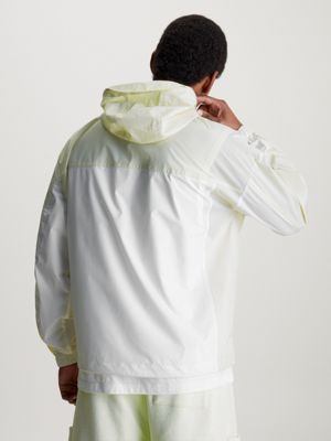 icicle / bright white relaxed hooded ripstop jacket for men calvin klein jeans