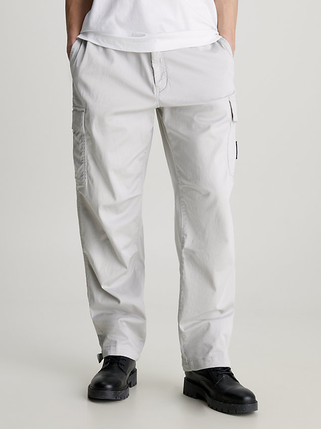 grey cotton twill cargo pants for men calvin klein jeans