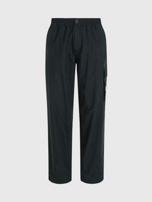 ck black cotton poplin utility trousers for men calvin klein jeans