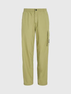 dark juniper cotton poplin utility trousers for men calvin klein jeans