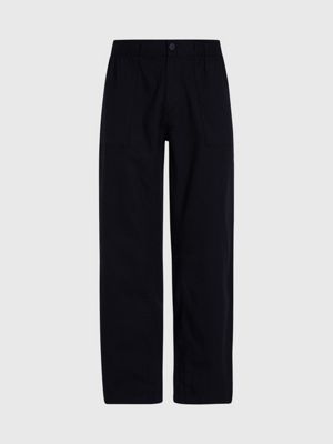 ck black cotton linen trousers for men calvin klein jeans