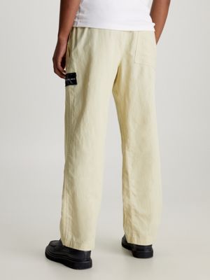 green haze cotton linen trousers for men calvin klein jeans