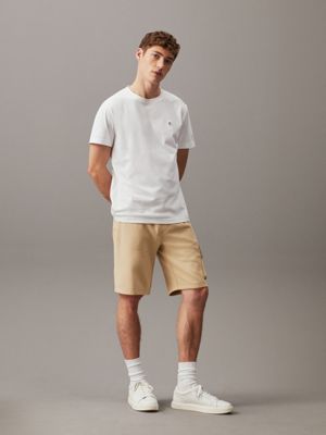 pale khaki cargo terry jogger shorts for men calvin klein jeans