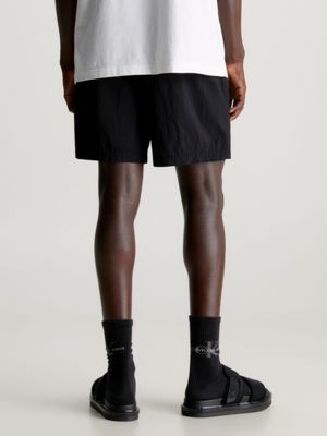 ck black relaxed crinkle nylon shorts for men calvin klein jeans