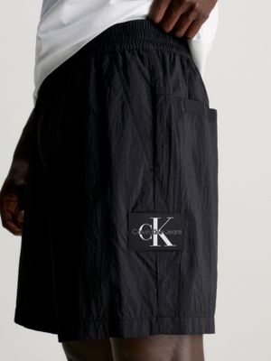 ck black relaxed crinkle nylon shorts for men calvin klein jeans