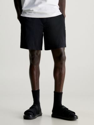 Relaxed Fit Nylon Shorts - Black - Men