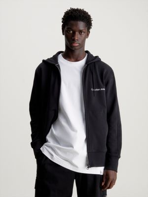 Calvin klein white zip best sale up hoodie