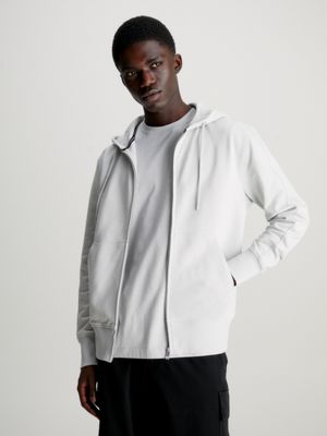 Calvin klein white zip up sale hoodie