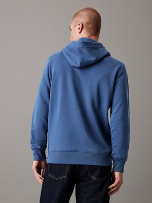 blue coast cotton terry badge hoodie for men calvin klein jeans