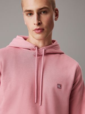 rose dusk cotton terry badge hoodie for men calvin klein jeans