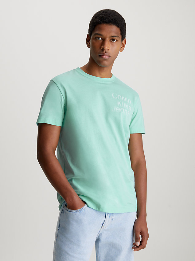 t-shirt con logo blue da uomini calvin klein jeans