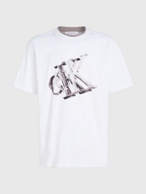 Calvin Klein Jeans monogram chest logo oversized t-shirt in white