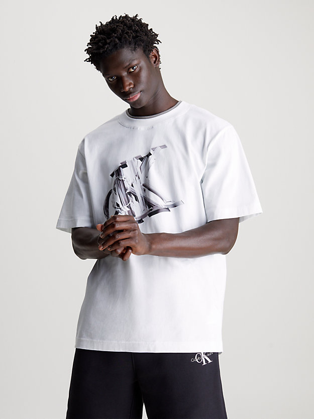 t-shirt oversize avec monogramme bright white pour hommes calvin klein jeans