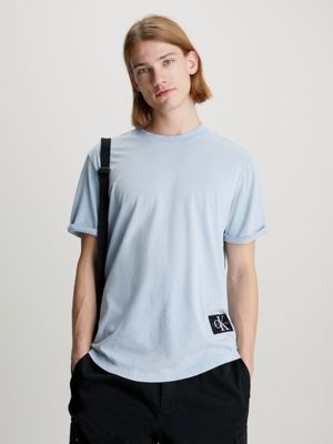 blue badge-t-shirt aus baumwolle mit waschung für herren - calvin klein jeans