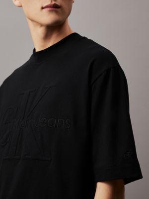 ck black oversized monogram t-shirt for men calvin klein jeans