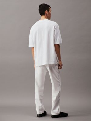 bright white oversized monogram t-shirt for men calvin klein jeans