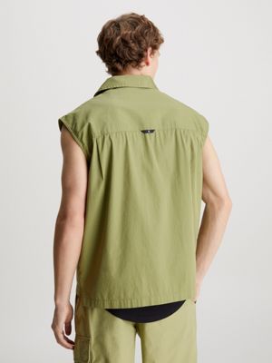 Camisa Calvin Klein Jeans sin Mangas de Popelin Blanca Mujer