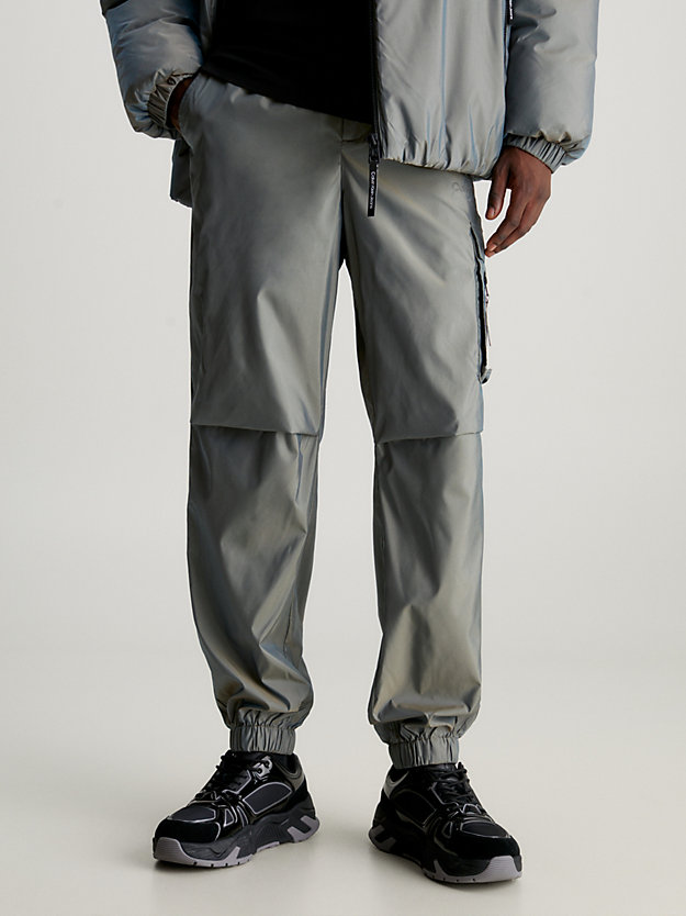 two tone olive relaxed iridescent cargo pants for men calvin klein jeans