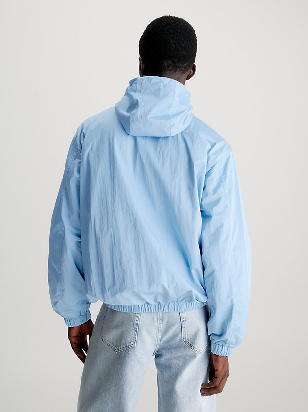blue oversized hooded windbreaker for men calvin klein jeans