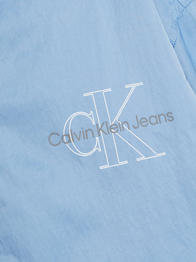 blue oversized hooded windbreaker for men calvin klein jeans