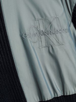 black material mix panelled jumper for men calvin klein jeans