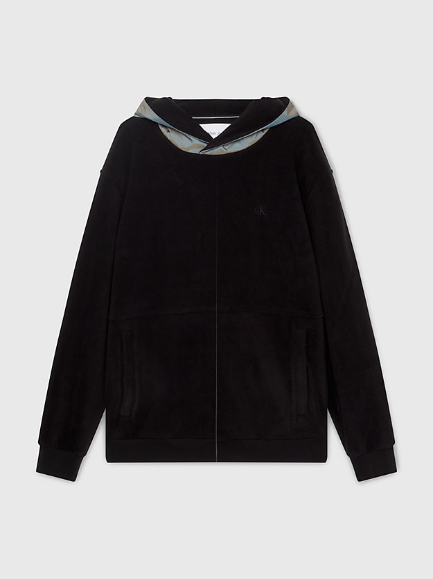 ck black relaxed polar fleece hoodie voor heren - calvin klein jeans