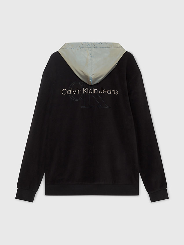 black luźna bluza polarowa z kapturem dla mężczyźni - calvin klein jeans